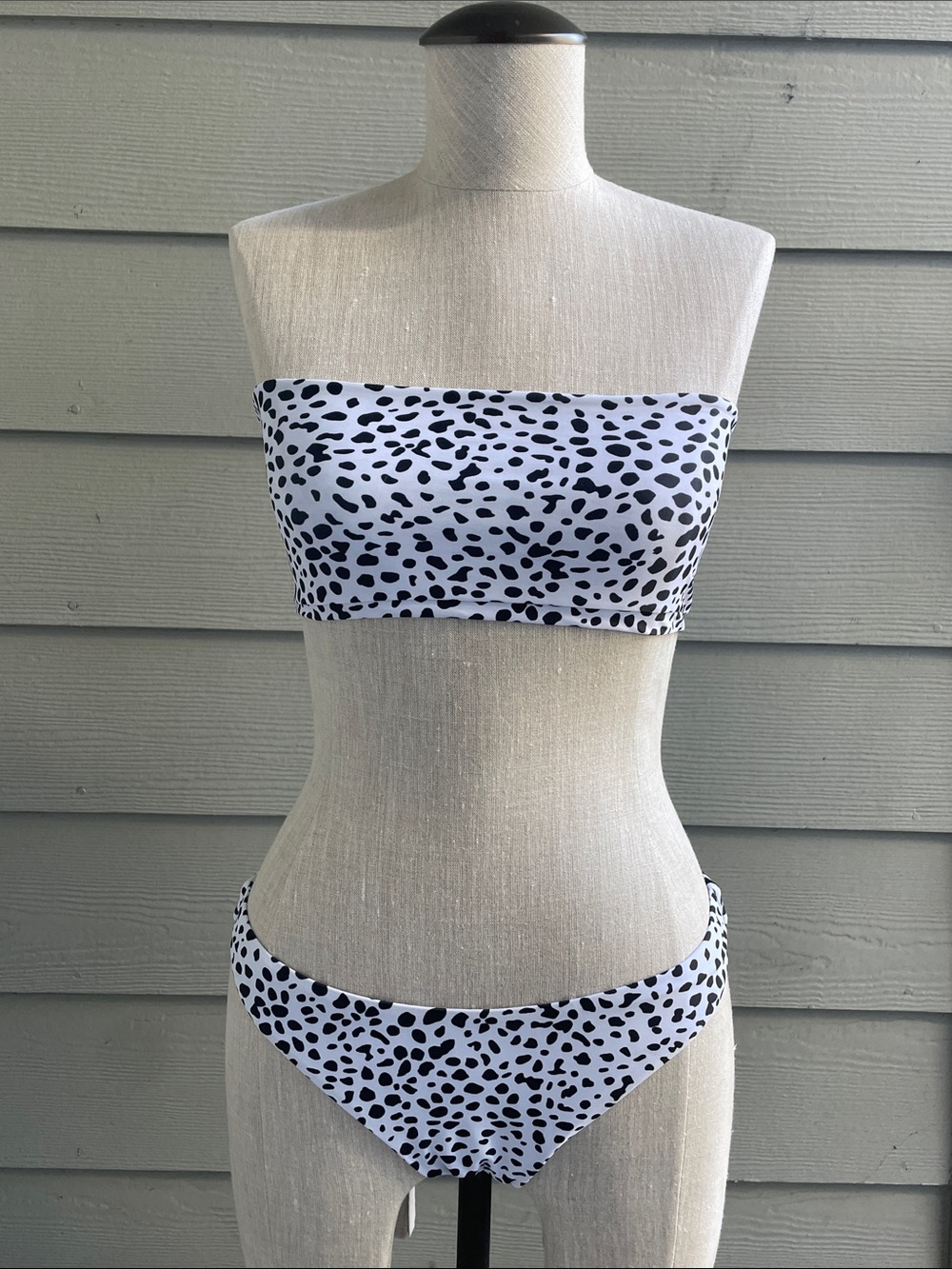 Black and White Print Bandeau Bikini Set - BNWOT